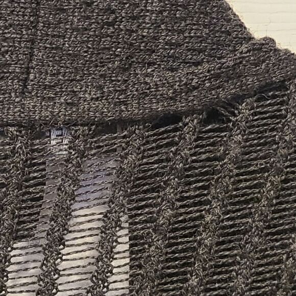 Eileen Fisher Black Merino Wool Open Front Cardigan, Loose Knit Lagenlook | L - Picture 6 of 12